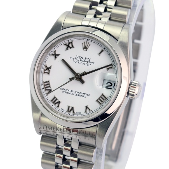 Rolex Accessories - Rolex Datejust 78240 White Roman Dial Smooth Bezel Rolex Accessories - Rolex Datejust 78240 White Roman Dial Smooth Bezel